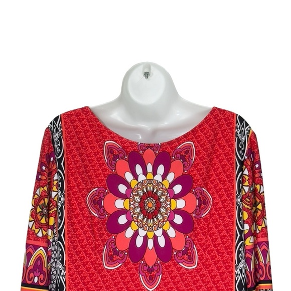 Joseph Ribkoff Boho Multicolour Mixed Print Mandala Lined Sheath Dress Large - Picture 4 of 12